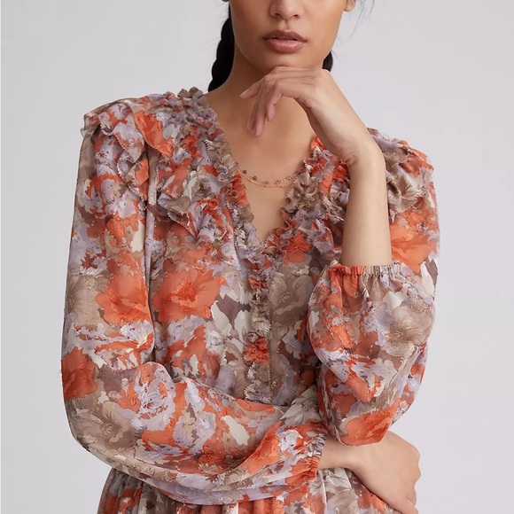 Anthropologie Current Air Ruffled Floral Mini Dress - Picture 7 of 16